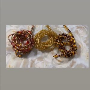Elegant waist bead Set - Gold, Red, Brown